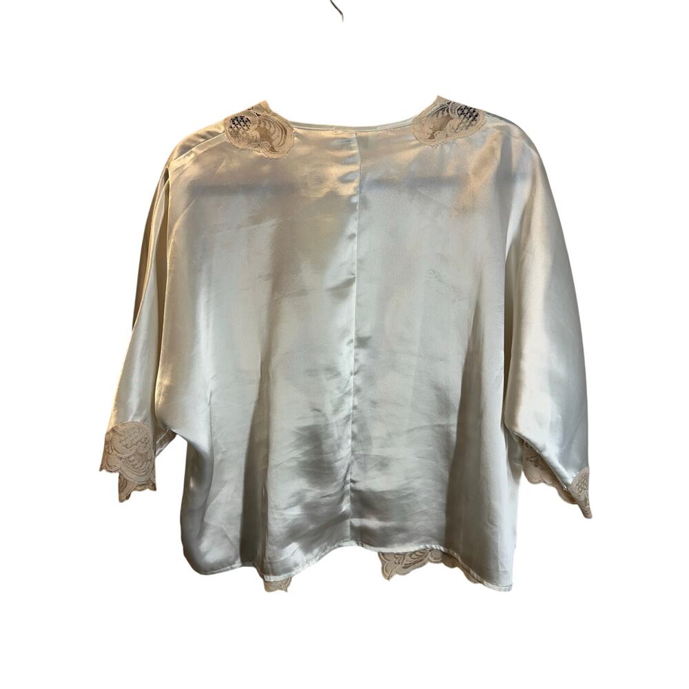 Vintage Victoria's Secret Gold Label Satin and Lace Button Front Bed Jacket - Picture 2 of 12